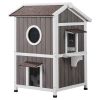 VEVOR Outdoor Cat House 2-story Wooden Feral Cat Shelter with Roof & Door Flaps