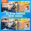 VEVOR Aquarium Vacuum Gravel Cleaner, 33 ft PVC Hose Fish Tank Vacuum Gravel Cleaner, Siphon Fish Tank Cleaner Vacuum, 3 Types of Brass Adapters